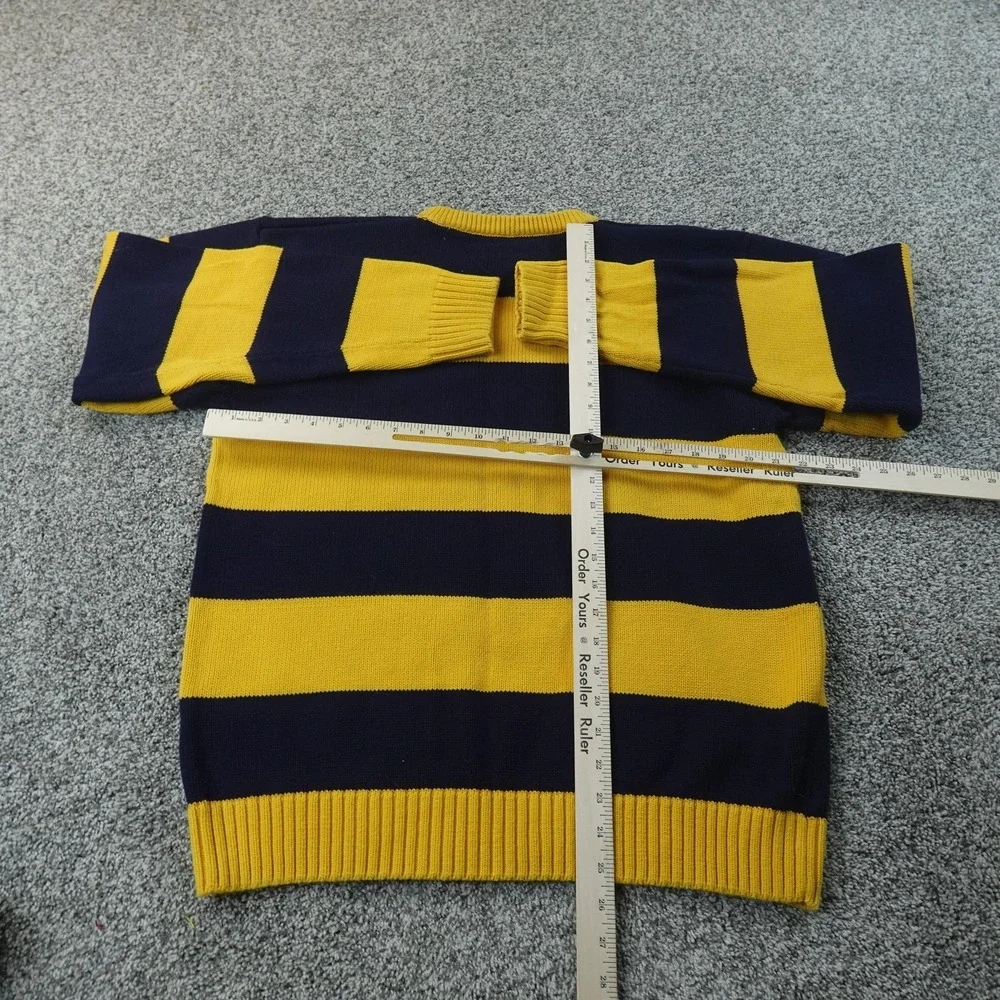VTG Tommy Hilfiger Sweater Mens XL‎ Blue Yellow Rugby Striped Crewneck Pullover